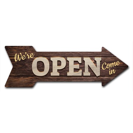 Signmission Open 2 Arrow Decal Funny Home Decor 18in Wide D-A-999695